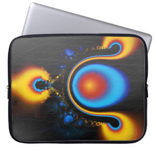 Svart Blå Röd Gul Fraktal Grunge Bärbar Dator Fodr Laptop Fodral