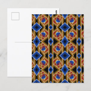 Svart Blå Röd Guld Ombre Avgrund Abstrakt Konst Vykort