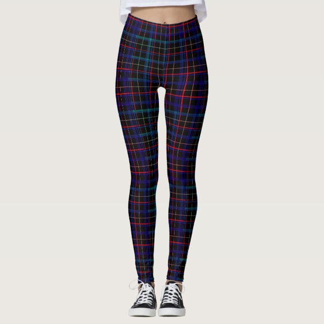 Svart Blå Rutig Leggings (Framsida)