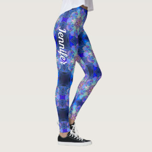Svart blå stjärna, eget namn Laggningar Målat glas Leggings