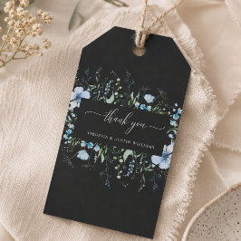 Svart Blå Vildblomma Bröllopspresent Förmärkning Presentetikett