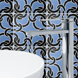 Svart blå vit keltisk Knot Seamless Mönster Tile Kakelplatta