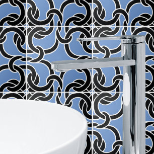 Svart blå vit keltisk Knot Seamless Mönster Tile Kakelplatta