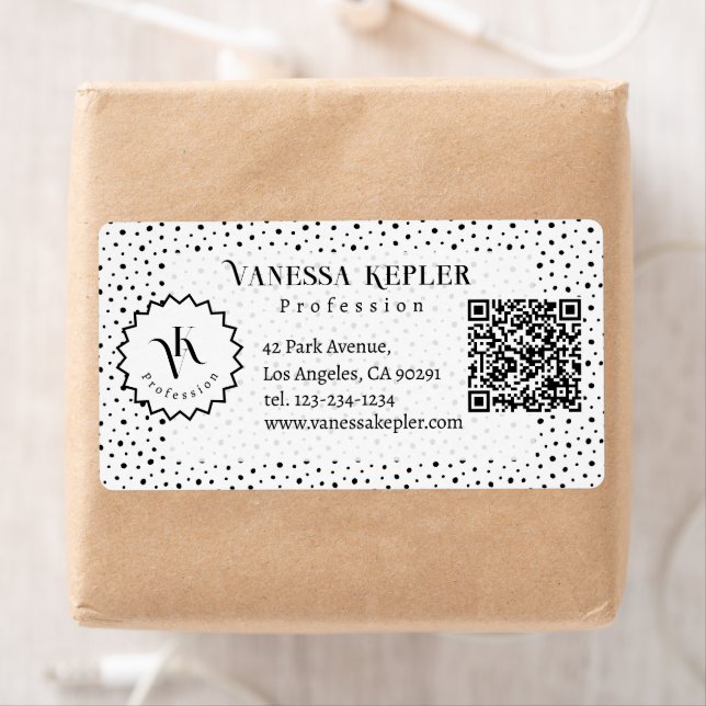 Svart bläck Polka prick Monogram Minimalistisk Mod Fraktsedel (Insitu)