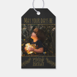 Svart bläckfisk och guld med bild-jul presentetikett