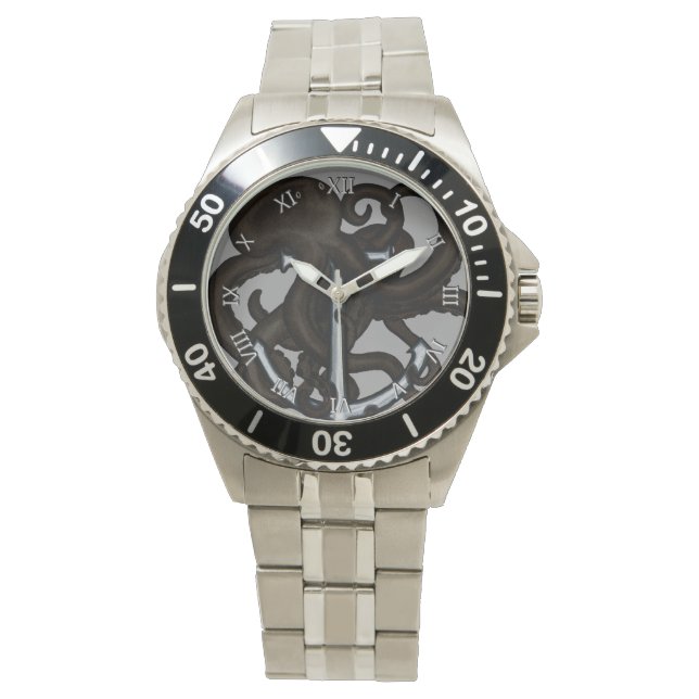 Svart bläckfisk över ankare armbandsur (Framsida)