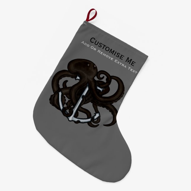 Svart bläckfisk över ankare stor julstrumpa (Framsidan (Hängande))