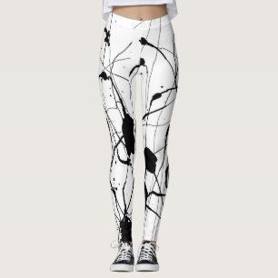 Svart bläckSplatterdamasker Leggings