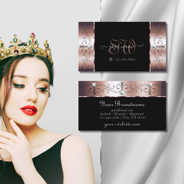 Svart bläckstråle från lyxmunnen Ro Guld Monogram Visitkort (Skapare uppladdad)