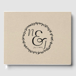 Svart blad Botanisk Rustik Modern Kraft Bröllop Gästböcker