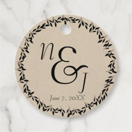 Svart blad Botanisk Rustik Modern Kraft Bröllop Gåvor Etiketter