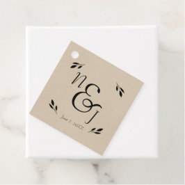 Svart blad Botanisk Rustik Modern Kraft Bröllop Gåvor Etiketter