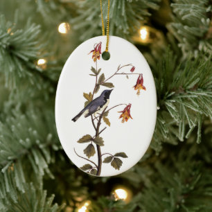 Svart blåfärgad varare Audubon Bird Julgransprydnad Keramik