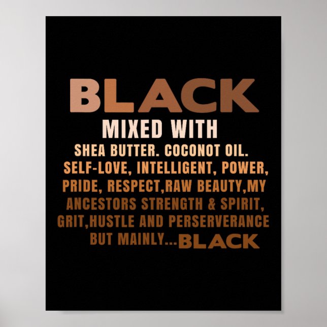 Svart Blandat Med Shea Smör Svart Historik Månad B Poster (Framsidan)
