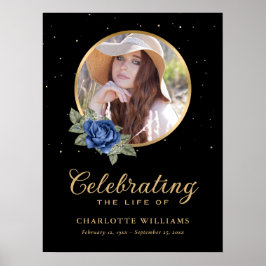 Svart blått Guld-Blommigt, bryttecken Poster