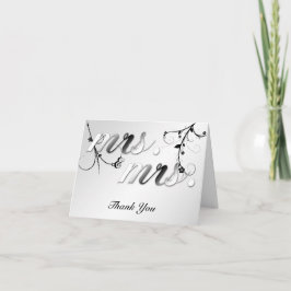 Svart blom- glatt brölloptack för elegant tack kort