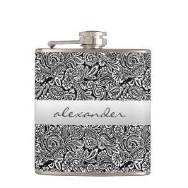 Svart blom- Paisley personligmarskalkar Fickplunta