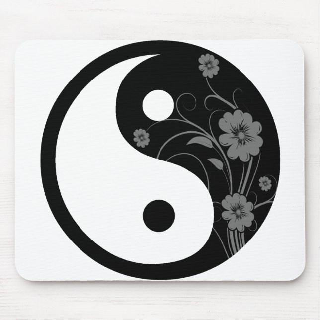 Svart blom- Yin Yang Musmatta (Framsidan)