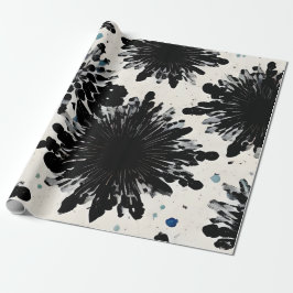 Svart blomma Bläck: Coola Abstrakt design Presentpapper