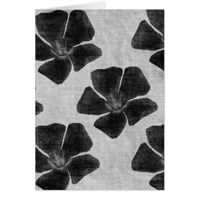 Svart blommamönsterkort hälsningskort (Framsidan)