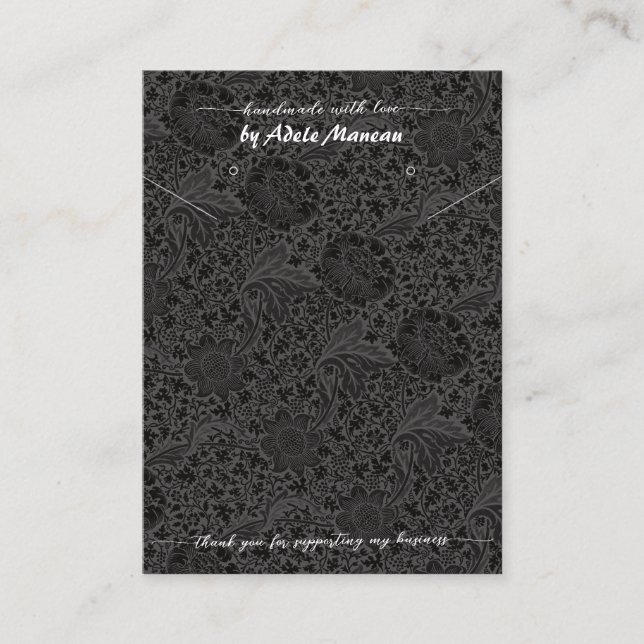 Svart blommande Logotyp QR-kod Necklace Earring Je Visitkort (Framsida)