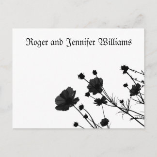 Svart blommat Bloom-Tack Vykort