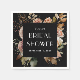 Svart Blommig Bröllopsdusch | Boho Chic Elegant Pappersservett