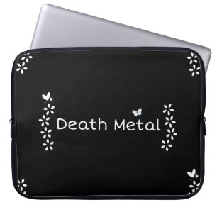 Svart blommig "Death Metal" med fjärilar Laptop Fodral