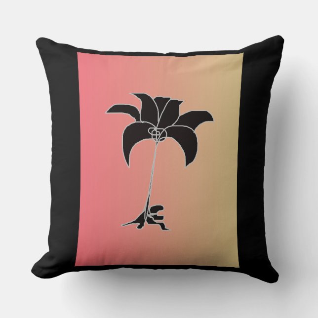 Svart Blommig Pastellfärg Gradient Kudde (Framsida)