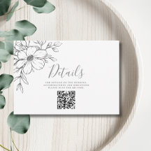 Svart Blommig QR-kod Detaljerad Bröllopsinkluderin