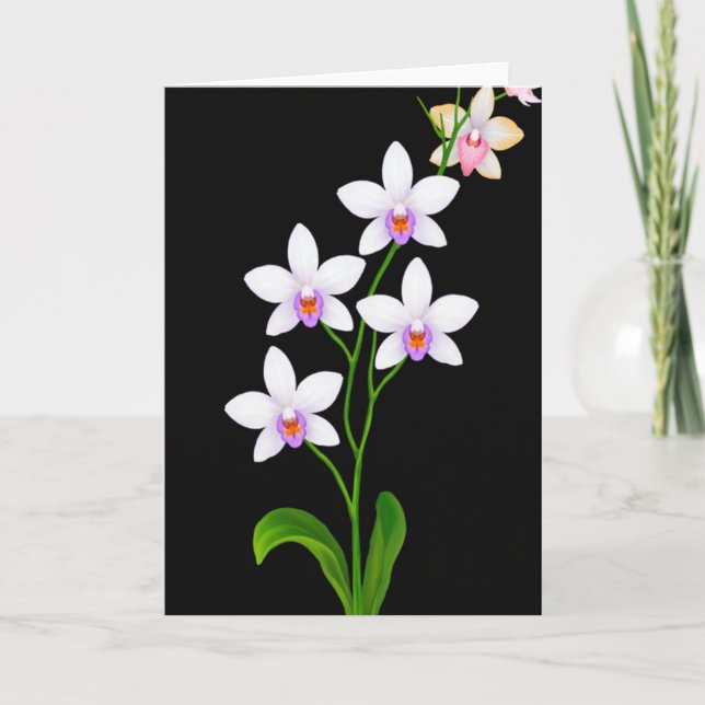 Svart Blommig Skönhetskort Kort (Framsida)