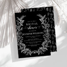 Svart blommigt andeboho Inbjudningskort för möhipp