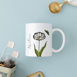 Svart Blommigt, botaniskt minimal Blommigt Två-Tonad Mugg