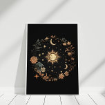 Svart Blommigt Celestial Boho Wall Art Poster<br><div class="desc">Den här svarta Blommigten Celestial Boho Wall Art har Måne-faser,  en blommigt,  Sol och stjärnor och vintage blommor. Den här konsten är perfekt för bohemiska hem.</div>