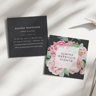 Svart Blommigt för elegant Fyrkantigt Visitkort