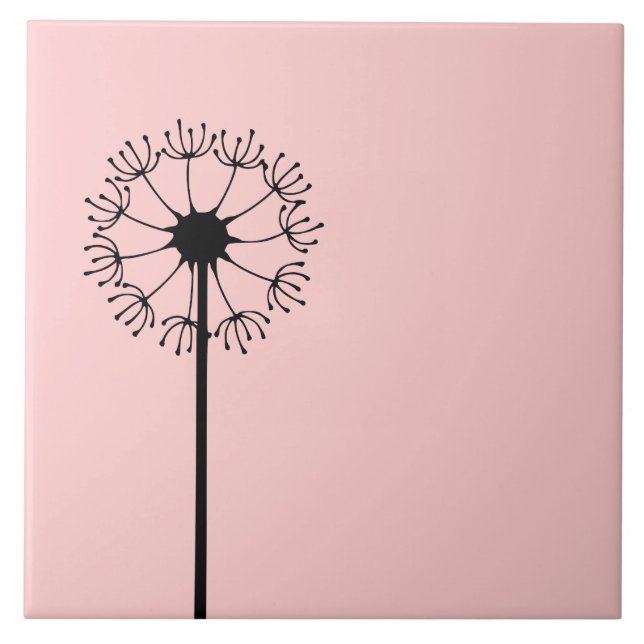 Svart blommigt för maskros kakelplatta (Framsidan)