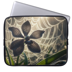 Svart Blommigt för orchid-Spindelnät Laptop Fodral