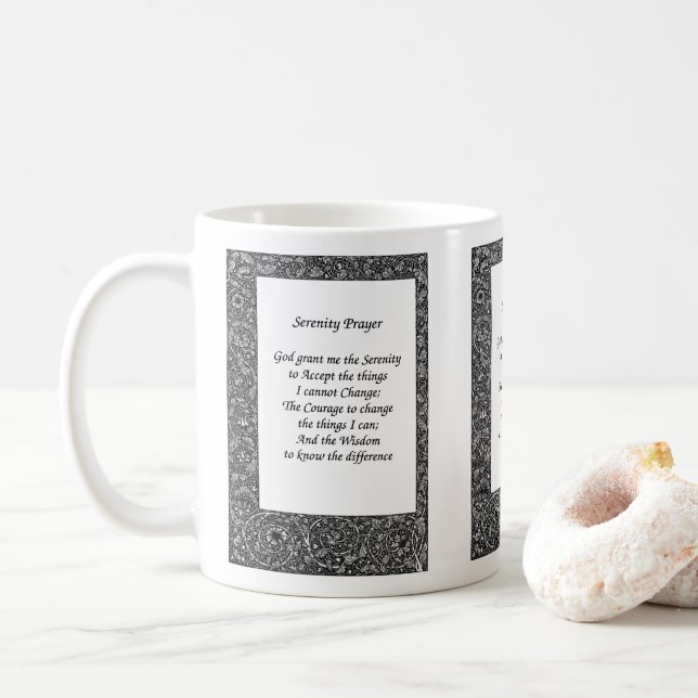 Svart Blommigt för Service Prayer-design Kaffemugg (Med munk)