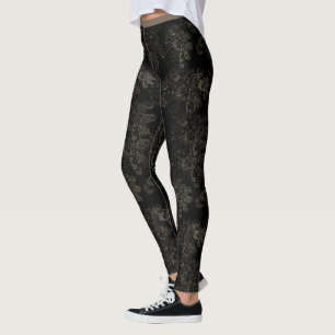 Svart blommigt för vildsaker leggings