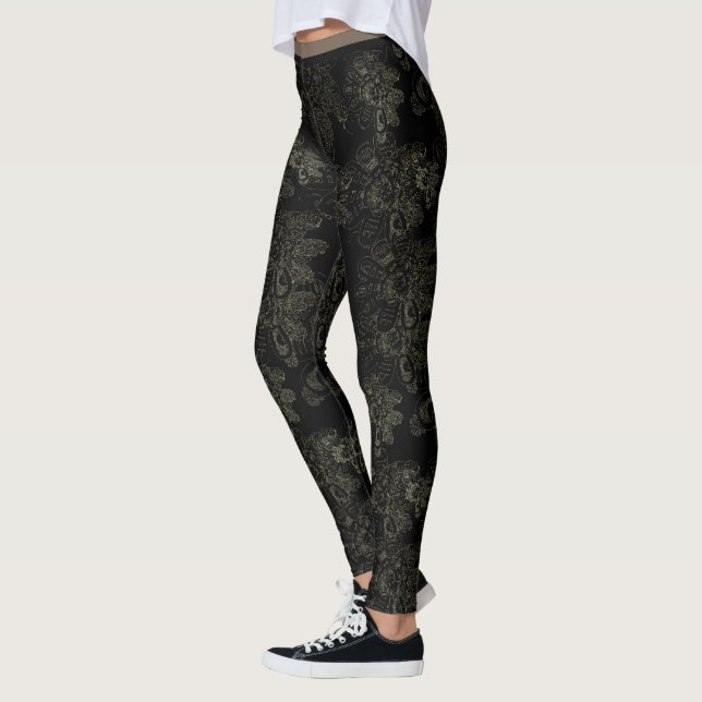 Svart blommigt för vildsaker leggings (Vänster)