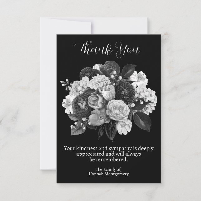 Svart Blommigt Funeral and Sympathy Tack (Framsida)