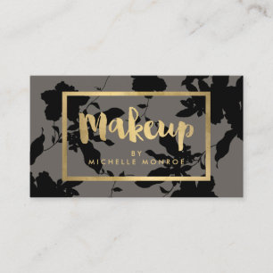 Svart Blommigt Guld-textmakeup Artist Grått Visitkort