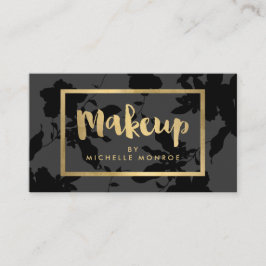 Svart Blommigt Guld-textmakeup-artist Visitkort