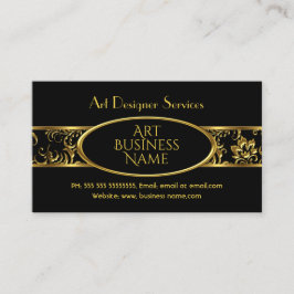 Svart Blommigt i Guld med enkel Elegant Visitkort