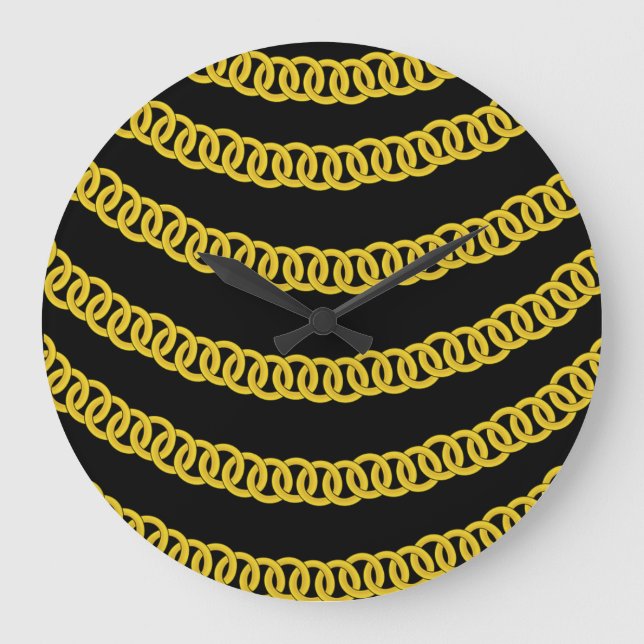 Svart Blommigt-klocka i Guld Stor Klocka (Framsida)