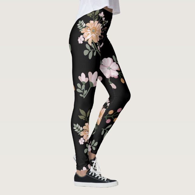 Svart Blommigt Leggings (Höger)