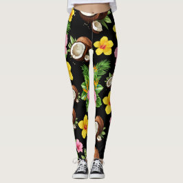 Svart Blommigt Leggings