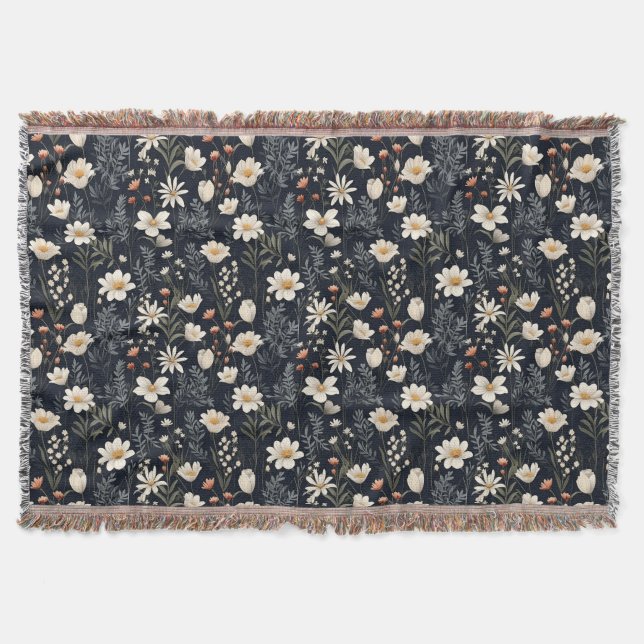 Svart blommigt med beige och orange filt (Framsidan)