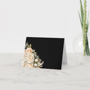 Svart Blommigt med enkel Elegant, tomt antecknings Tack Kort