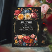 Svart Blommigt Moody Botaniska Baroque Bröllop